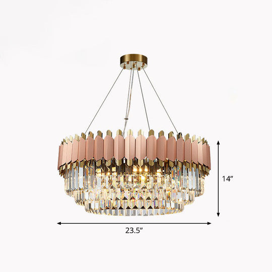 Contemporary Pink Crystal Chandelier Pendant Light for Living Room