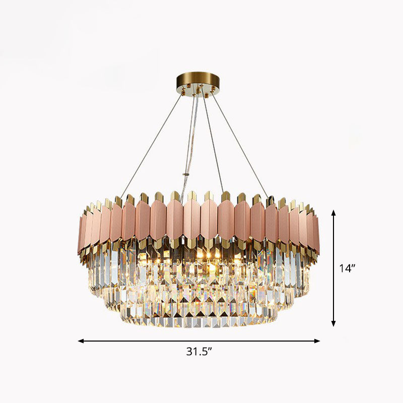 Contemporary Pink Crystal Chandelier Pendant Light for Living Room