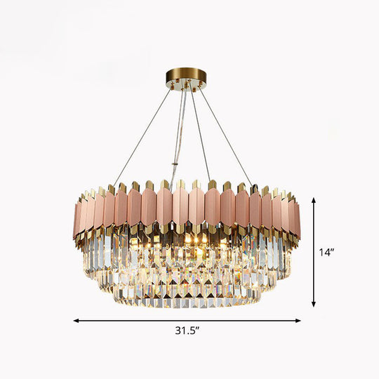 Contemporary Pink Crystal Chandelier Pendant Light for Living Room