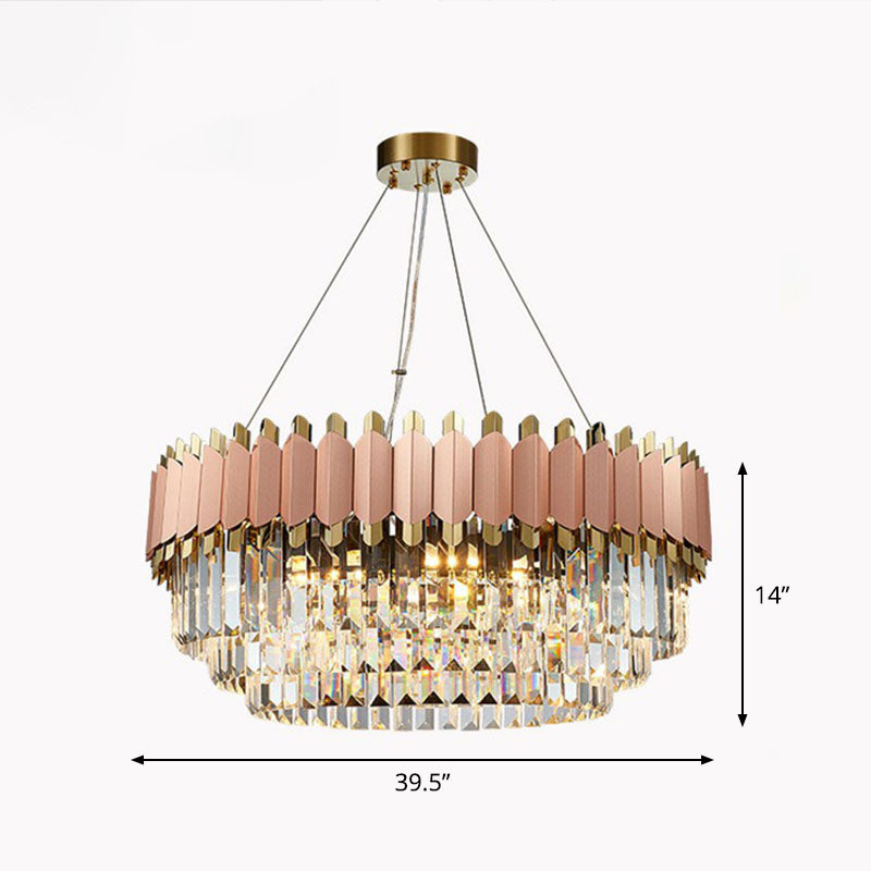 Contemporary Pink Crystal Chandelier Pendant Light for Living Room