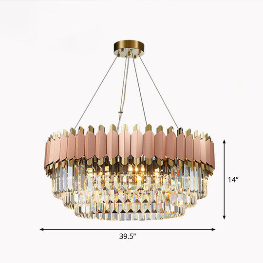 Contemporary Pink Crystal Chandelier Pendant Light for Living Room