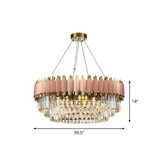 Contemporary Pink Crystal Chandelier Pendant Light for Living Room