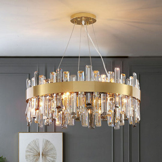 Contemporary Crystal Gold Chandelier Pendant Light for Living Room