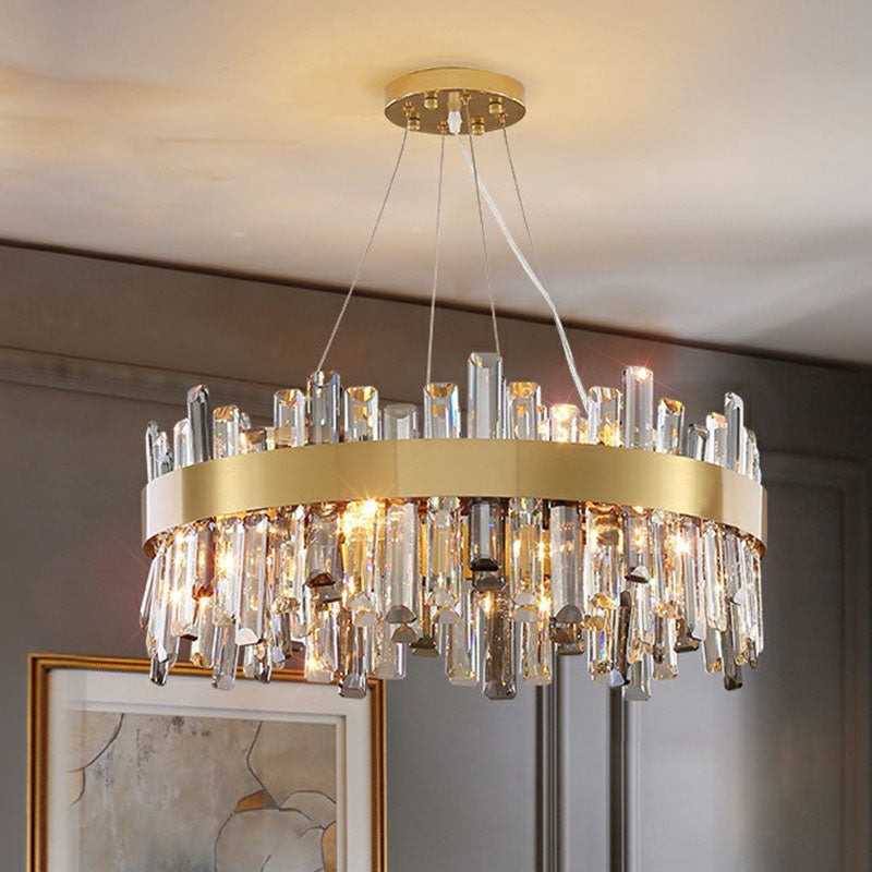 Contemporary Crystal Chandelier Pendant Light - Gold Finish For Living Room