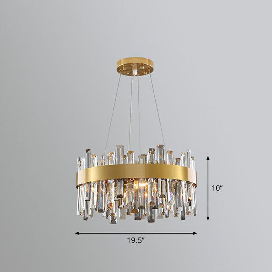 Contemporary Crystal Gold Chandelier Pendant Light for Living Room