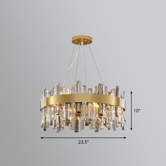 Contemporary Crystal Gold Chandelier Pendant Light for Living Room