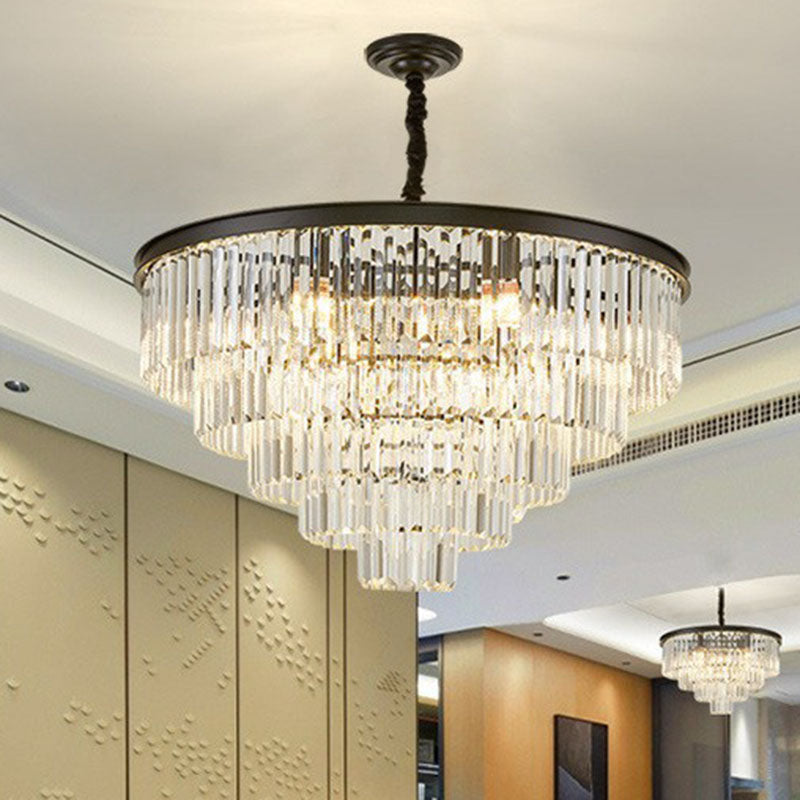 Tiered Crystal Chandelier Light Fixture - Simplicity Design, 6 Bulbs, Perfect for Living Room Pendant Lighting