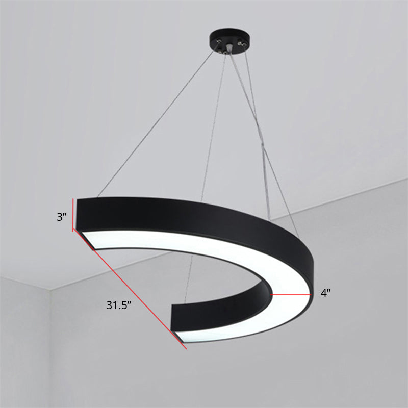 Modern LED Hanging Chandelier Light Fixture for Gymnasium - Curve Acrylic Design