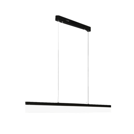 Minimalistic Black Led Pendant Chandelier: Linear Office Hanging Lamp Kit In Acrylic