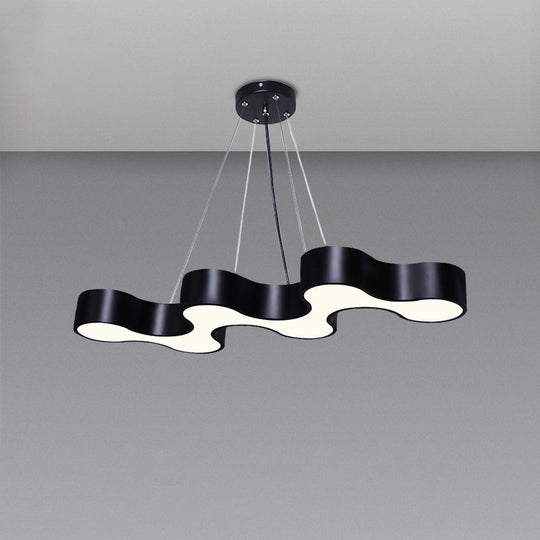 Modern Led Wave Suspension Light: Acrylic Chandelier For Meeting Rooms Black / Natural