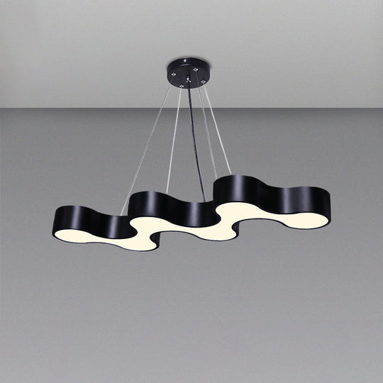 Modern Wave LED Suspension Light: Acrylic Chandelier for Meeting Rooms