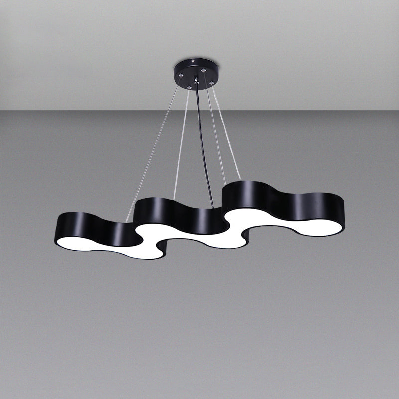 Modern Led Wave Suspension Light: Acrylic Chandelier For Meeting Rooms Black / White