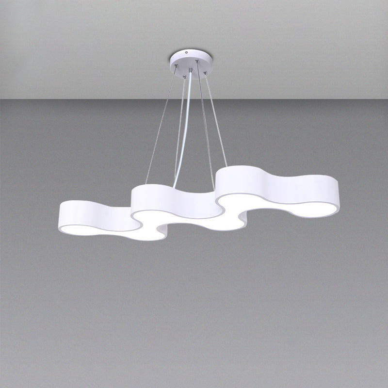 Modern Wave LED Suspension Light: Acrylic Chandelier for Meeting Rooms