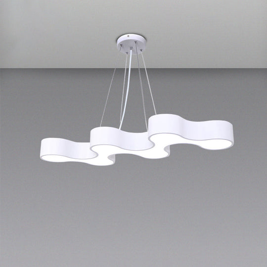 Modern Led Wave Suspension Light: Acrylic Chandelier For Meeting Rooms White /