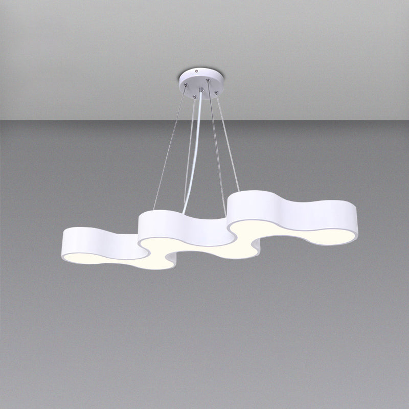 Modern Wave LED Suspension Light: Acrylic Chandelier for Meeting Rooms