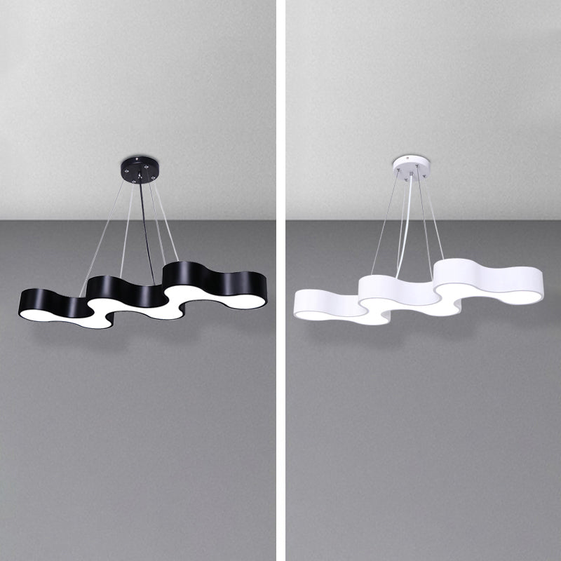 Modern Wave LED Suspension Light: Acrylic Chandelier for Meeting Rooms