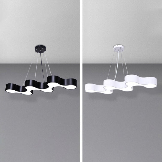 Modern Led Wave Suspension Light: Acrylic Chandelier For Meeting Rooms