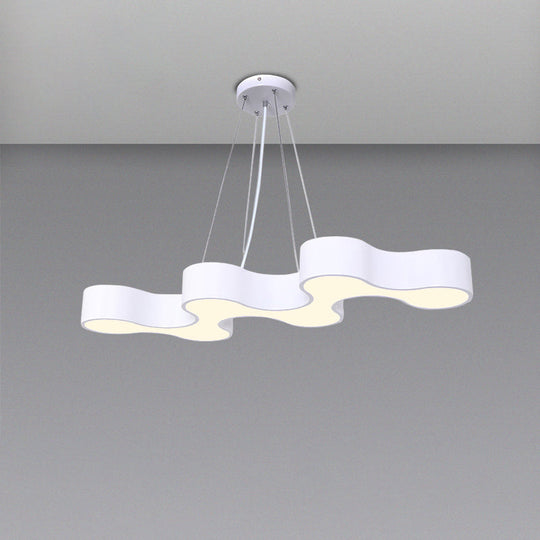 Modern Wave LED Suspension Light: Acrylic Chandelier for Meeting Rooms