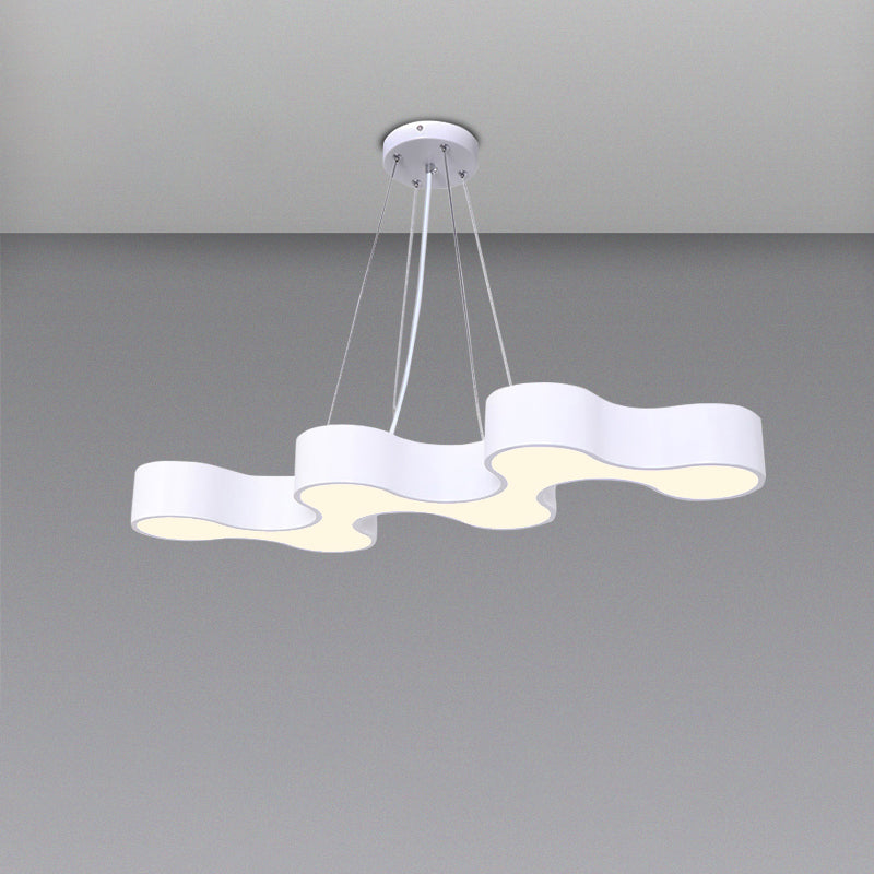 Modern Led Wave Suspension Light: Acrylic Chandelier For Meeting Rooms White / Warm