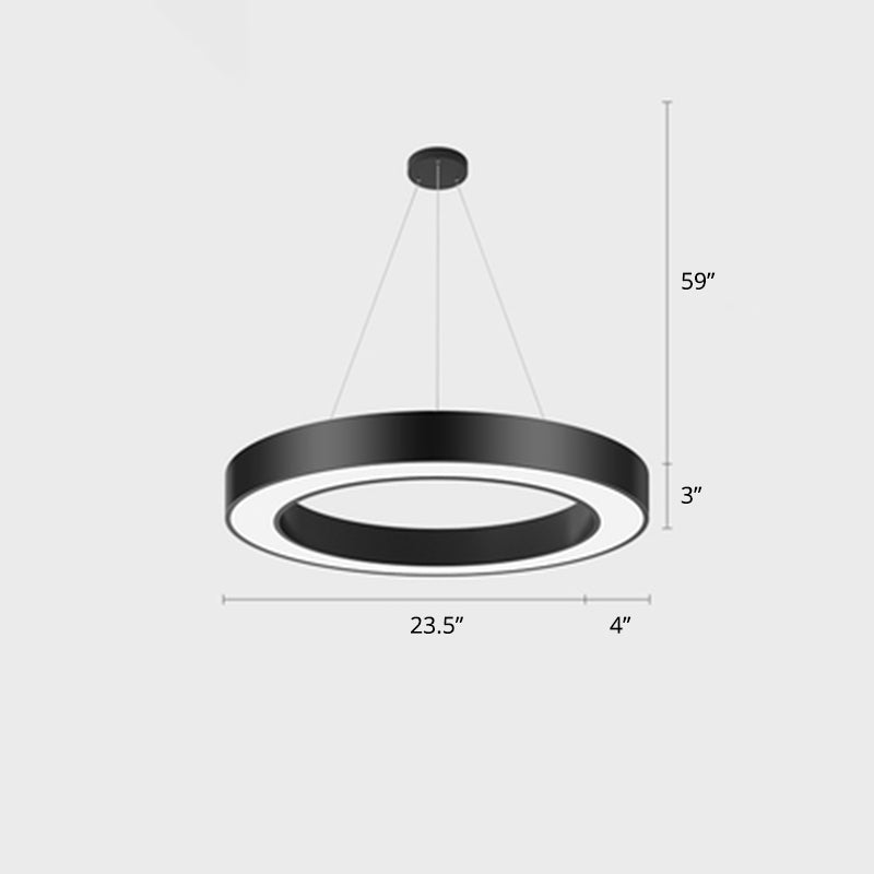 Black Metal Loop Led Chandelier Pendant Light For Gym / 23.5