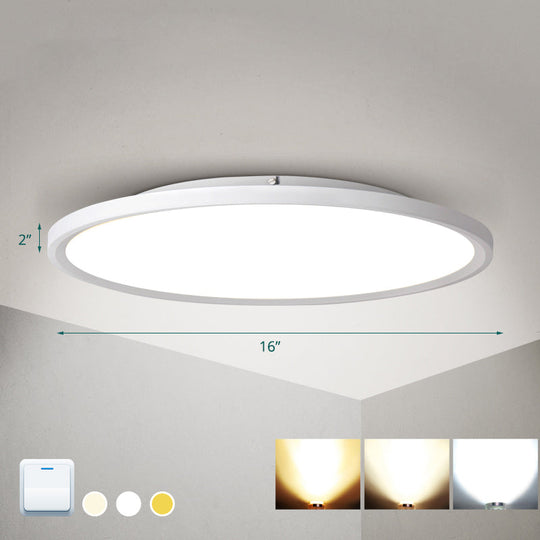 Nordic Acrylic Disk Led Flush Mount Ceiling Light For Living Room White / 16