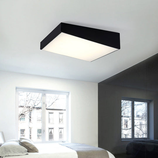 Minimalist Black LED Flush Mount Ceiling Lamp for Bedroom - Rectangular Acrylic Design