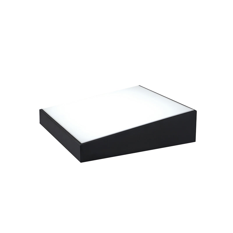 Minimalist Black Led Flush Mount Ceiling Lamp For Bedroom - Rectangular Acrylic Design