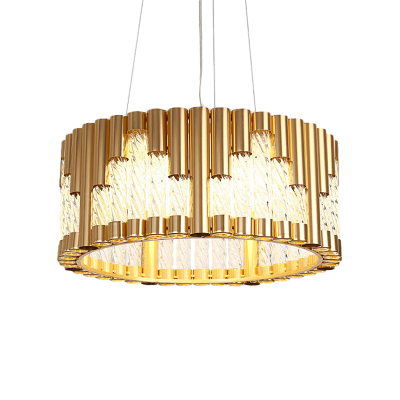 Gold Tubular Led Pendant Chandelier For Traditional Living Room