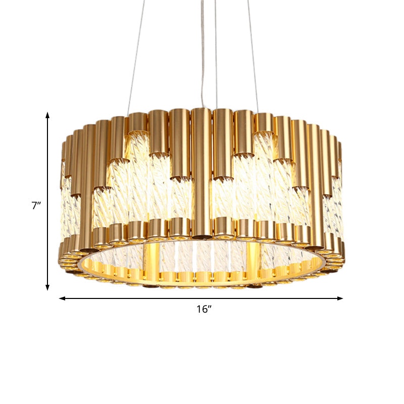 Gold Tubular Led Pendant Chandelier For Traditional Living Room