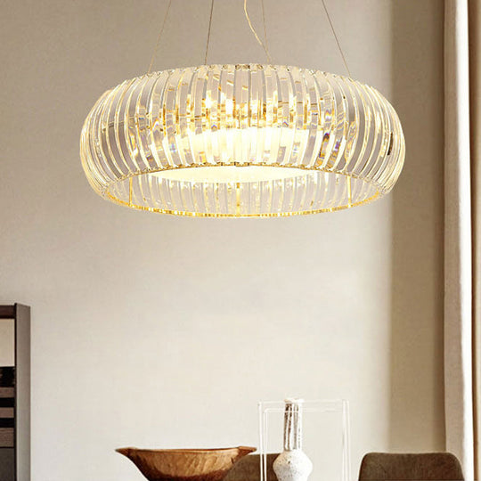 Lustre minimaliste en forme de globe doré avec 6 lumières en cristal - Luminaire suspendu pour salon