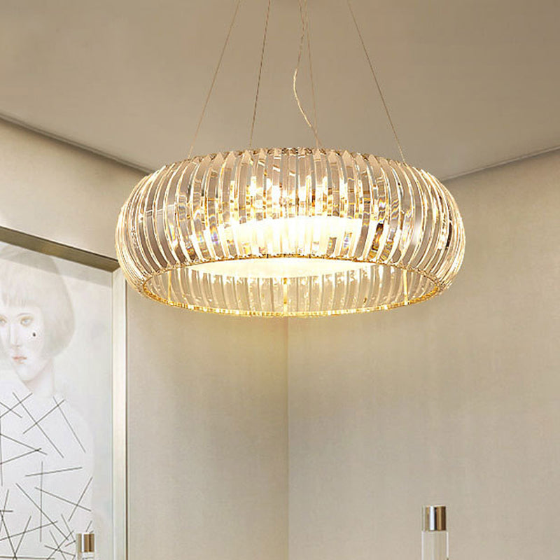 Lustre minimaliste en forme de globe doré avec 6 lumières en cristal - Luminaire suspendu pour salon