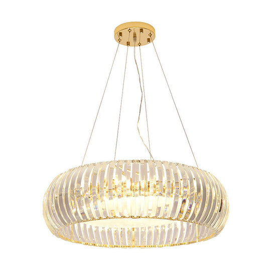 Lustre minimaliste en forme de globe doré avec 6 lumières en cristal - Luminaire suspendu pour salon