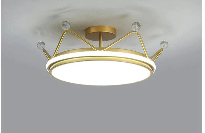 Nordic Golden Crown Bedroom Ceiling Lamp