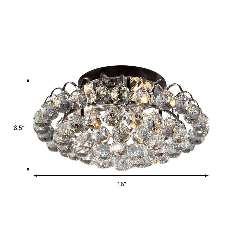 Modern Crystal Flush Mount Lamp - Tapered Design 3 Lights Black Ceiling Fixture