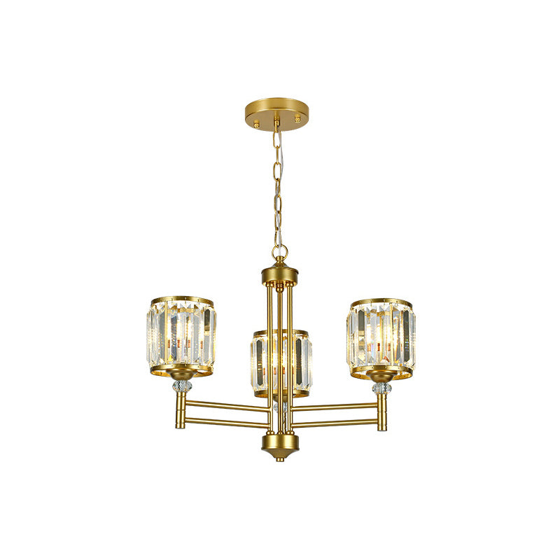 Modern Crystal Radial Hanging Chandelier With Brass Finish - Perfect For Bedroom Lighting