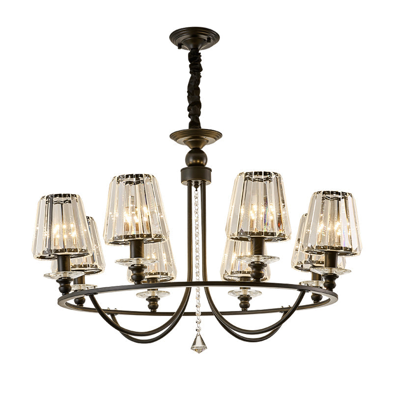 Lustre contemporain conique en cristal avec 4/6/8 lumières - Plafonnier noir