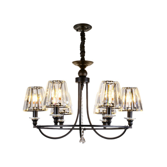 Lustre contemporain conique en cristal avec 4/6/8 lumières - Plafonnier noir