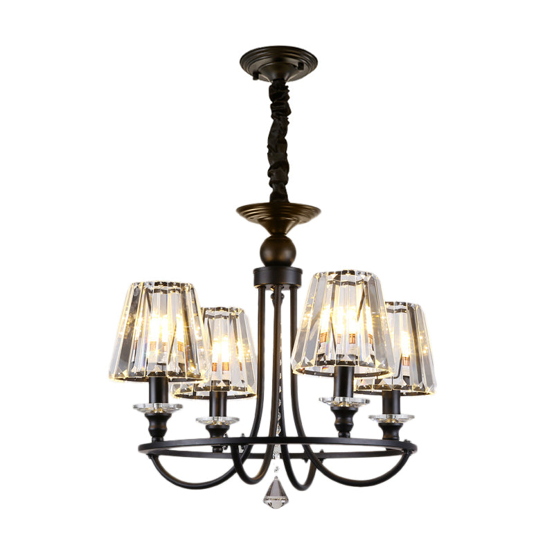 Lustre contemporain conique en cristal avec 4/6/8 lumières - Plafonnier noir