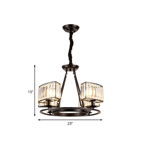 Modern Black/Gold Circle Crystal Ceiling Chandelier - 4/6 Lights Hanging Fixture For Bedroom