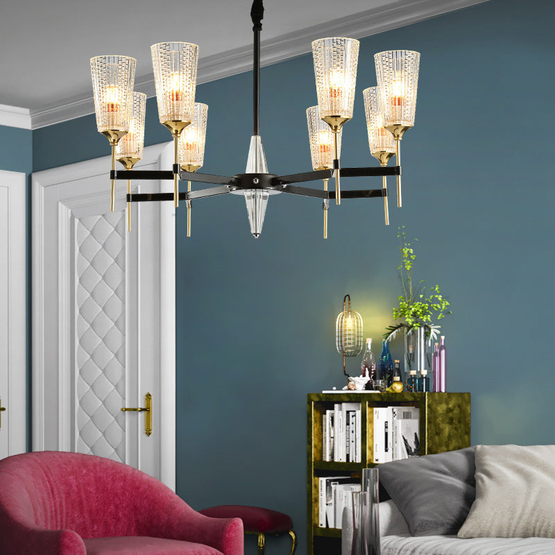 Contemporary Chandelier With Crystal Shade - Elegant Brass Pendant Fixture 6/8/12 Lights 8 /