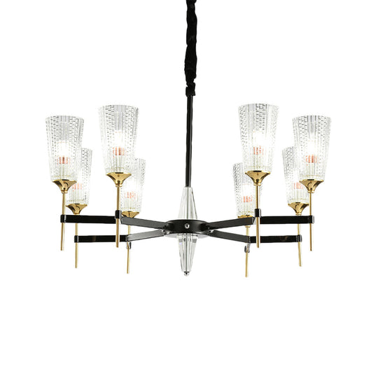 Contemporary Chandelier With Crystal Shade - Elegant Brass Pendant Fixture 6/8/12 Lights