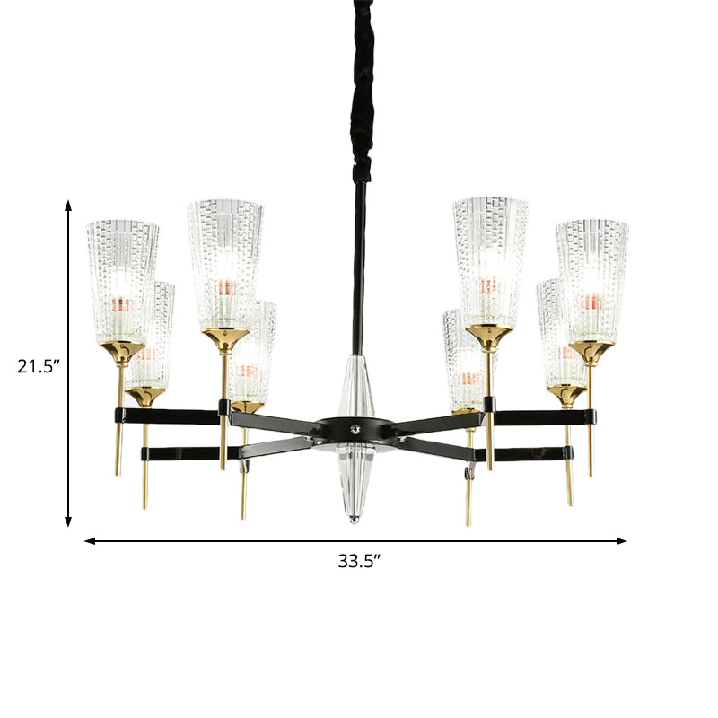 Contemporary Chandelier With Crystal Shade - Elegant Brass Pendant Fixture 6/8/12 Lights