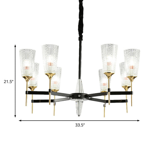 Contemporary Chandelier With Crystal Shade - Elegant Brass Pendant Fixture 6/8/12 Lights