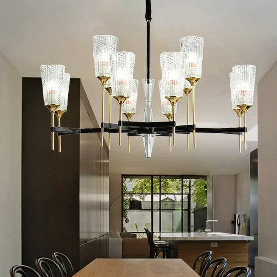 Contemporary Chandelier With Crystal Shade - Elegant Brass Pendant Fixture 6/8/12 Lights 12 /