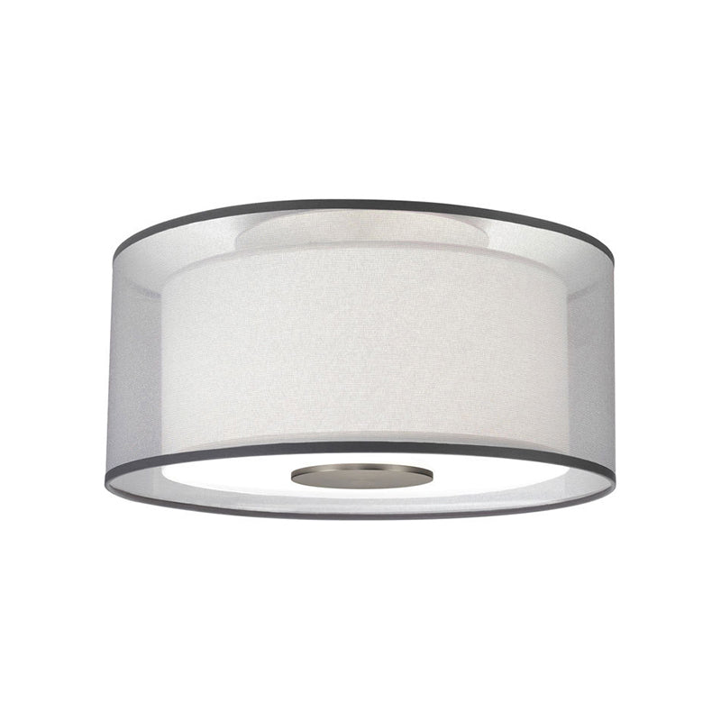 Classical White Fabric Drum Flush Mount Lamp - 4 Lights Ceiling Light Fixture 16/19.5/23.5 Wide