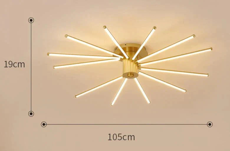 Contemporary Simple Creative Living Room Led Revolving Fireworks Ceiling Golden 12 Warm Light