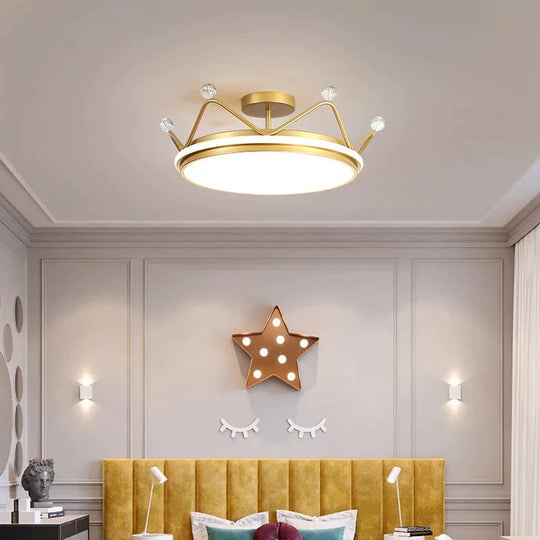 Nordic Golden Crown Bedroom Ceiling Lamp