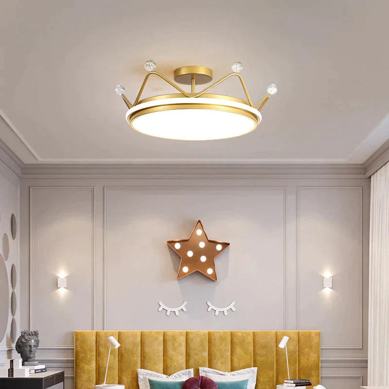 Nordic Golden Crown Bedroom Ceiling Lamp