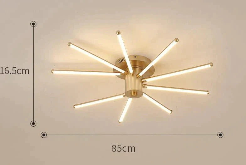 Contemporary Simple Creative Living Room Led Revolving Fireworks Ceiling Golden 9 Warm Light