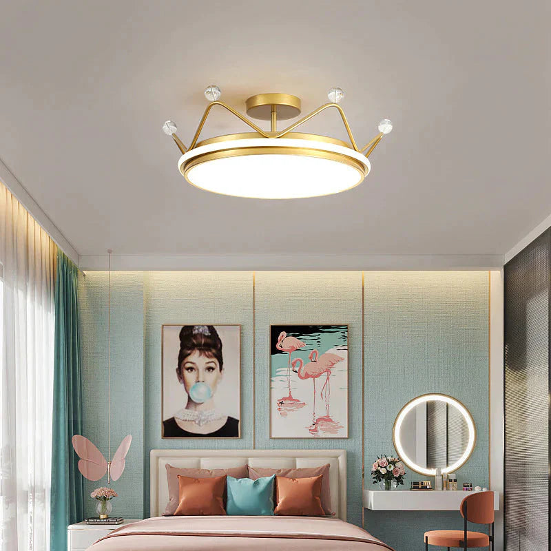 Nordic Golden Crown Bedroom Ceiling Lamp